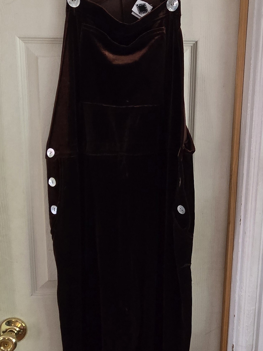Velvet Brown Button-Detail Jumper Jumpsuit